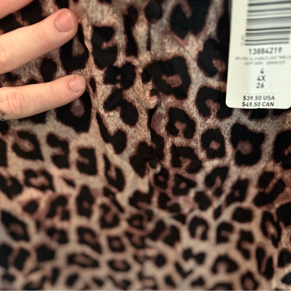 Torrid Women's Top Size 4X Cami Leopard Print Black Lace Trim-New With Tag - Picture 6 of 8